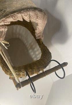 Collectible Victorian Natural Wicker Baby Doll Size Stroller