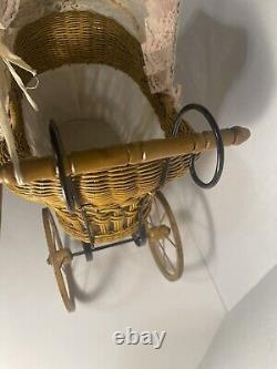 Collectible Victorian Natural Wicker Baby Doll Size Stroller