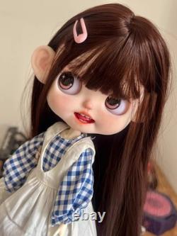 Custom Handmade Blythe Doll with Teeth Smile Girl 1/6 BJD Doll Clothes Wig Gifts