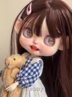 Custom Handmade Blythe Doll with Teeth Smile Girl 1/6 BJD Doll Clothes Wig Gifts