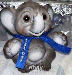 DAM Elephant 6 Bank Troll Doll, Blue Ribbon Collar, Excellent Shape, Free Ship