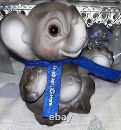 DAM Elephant 6 Bank Troll Doll, Blue Ribbon Collar, Excellent Shape, Free Ship