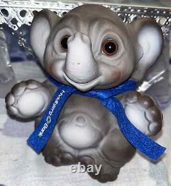 DAM Elephant 6 Bank Troll Doll, Blue Ribbon Collar, Excellent Shape, Free Ship