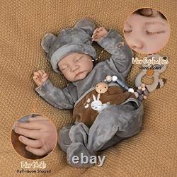 Full Body Silicone 17Lifelike Reborn Baby Doll Sweet Sleeping Boy with Clothes