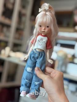 Full Set 1/6 BJD Doll Resin Jointed Face Makeup Wig Shirt Jeans Girl Fashion Toy