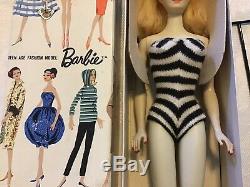 GORGEOUS VINTAGE #3 BLOND PONYTAIL BARBIE, #2 BODY With NIPPLES, #1 BOX, TM STAND