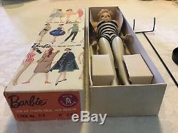 GORGEOUS VINTAGE #3 BLOND PONYTAIL BARBIE, #2 BODY With NIPPLES, #1 BOX, TM STAND