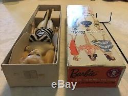 GORGEOUS VINTAGE #3 BLOND PONYTAIL BARBIE, #2 BODY With NIPPLES, #1 BOX, TM STAND