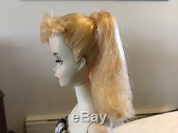 GORGEOUS VINTAGE #3 BLOND PONYTAIL BARBIE, #2 BODY With NIPPLES, #1 BOX, TM STAND