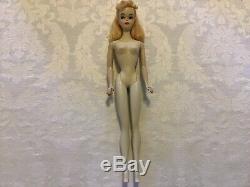 GORGEOUS VINTAGE #3 BLOND PONYTAIL BARBIE, #2 BODY With NIPPLES, #1 BOX, TM STAND