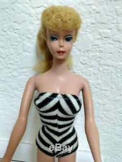 Genuine Blonde ponytail BARBIE Doll Vintage Mattel 1960 #4 Original WithBox 1 ow