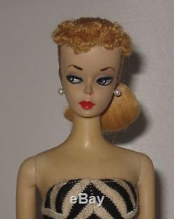 Gorgeous 1959 Mattel #1 Barbie Blonde Ponytail in TM Box Hole in Feet #BP32