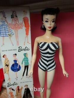 Gorgeous Vintage #3 Brunette Ponytail Barbie Brown Eyeliner, R Box, R Stand
