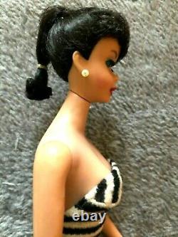 Gorgeous Vintage#5 Raven Hair Ponytail Barbie in Mint Repro Box withVintage Access