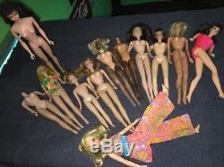 Graveyard Lot Of Vintage Barbie Ken Dolls Clothes Wigs Skipper Midge