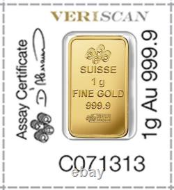 HOT 1 gram Gold Bar PAMP Suisse Multigram. 9999 Fine Gold Fortuna Bar