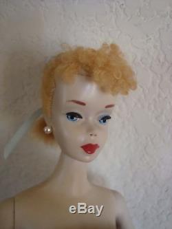 Htf Rare Blue Eyeliner 1958 1959 Barbie Tm #3 Blond Braided Ponytail Barbie Doll
