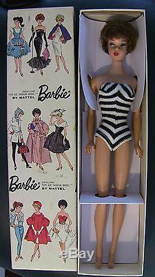 HTF Vintage Brownette Bubblecut Barbie Reverse root stand and Box Brunette LOT