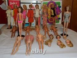 HUGE 1960s TLC MATTEL BARBIE DOLL LOT FRANCIE MIDGE BUBBLE HONG KONG CASES HEADS