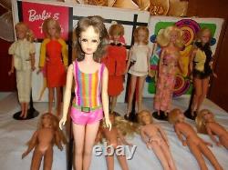 HUGE 1960s TLC MATTEL BARBIE DOLL LOT FRANCIE MIDGE BUBBLE HONG KONG CASES HEADS