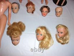 HUGE 1960s TLC MATTEL BARBIE DOLL LOT FRANCIE MIDGE BUBBLE HONG KONG CASES HEADS