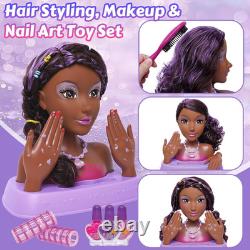 Hair Styling Doll Head 10.5-Inch with Real Washable Makeup & Nail Polish, 20+ Ac