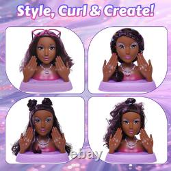 Hair Styling Doll Head 10.5-Inch with Real Washable Makeup & Nail Polish, 20+ Ac