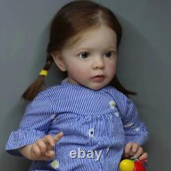Handmade 24 Finished Reborn Baby Doll Vinyl Toddler Cute Girl Rooted Hair Gifts