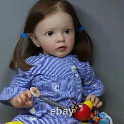 Handmade 24 Finished Reborn Baby Doll Vinyl Toddler Cute Girl Rooted Hair Gifts