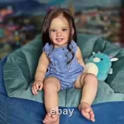 Handmade 28inch Finished Reborn Baby Doll Girl Toddler Brown Hair 3D skin Gift