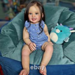 Handmade 28inch Finished Reborn Baby Doll Girl Toddler Brown Hair 3D skin Gift