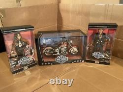 Harley-davidson Barbie & Ken Doll With Harley-davidson Motorcycle 3 Piece Set