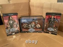 Harley-davidson Barbie & Ken Doll With Harley-davidson Motorcycle 3 Piece Set
