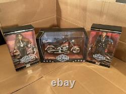 Harley-davidson Barbie & Ken Doll With Harley-davidson Motorcycle 3 Piece Set