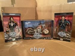 Harley-davidson Barbie & Ken Doll With Harley-davidson Motorcycle 3 Piece Set