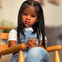 Huge 46in Black Skin Reborn Doll Lifelike Painted Kit Toddler Girl withCloth Body