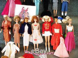 Huge Vintage Lot of 18 Barbie, 1 ken Dolls with Clothes and Accessories