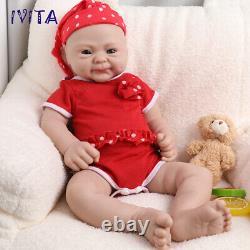 IVITA 12in-20in Full Silicone Reborn Baby Girl Blue Eyes Silicone Newborn Doll