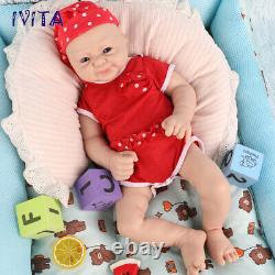 IVITA 12in-20in Full Silicone Reborn Baby Girl Blue Eyes Silicone Newborn Doll