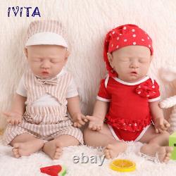 IVITA 17Sleeping Boy and Girl Reborn Baby Doll Full Body Silicone Real Touch