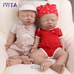 IVITA 17Sleeping Boy and Girl Reborn Baby Doll Full Body Silicone Real Touch