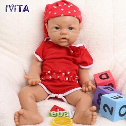 IVITA 17'' Full Silicone Baby Doll Girl Brown Reborn Baby Doll Silicone Infant