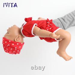 IVITA 17'' Full Silicone Baby Doll Girl Brown Reborn Baby Doll Silicone Infant