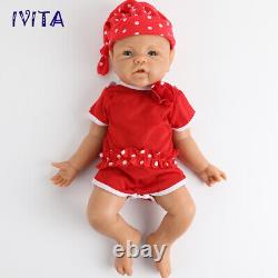 IVITA 17'' Full Silicone Baby Doll Girl Brown Reborn Baby Doll Silicone Infant