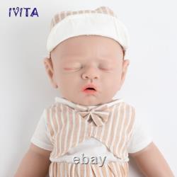 IVITA 17''Full Silicone Doll Sleeping Boy Lifelike Reborn Baby Doll Kids Gifts
