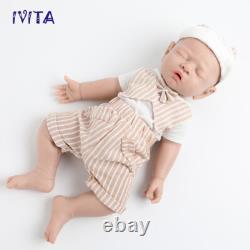 IVITA 17''Full Silicone Doll Sleeping Boy Lifelike Reborn Baby Doll Kids Gifts