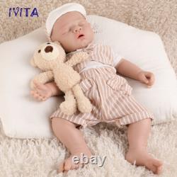 IVITA 17''Full Silicone Doll Sleeping Boy Lifelike Reborn Baby Doll Kids Gifts