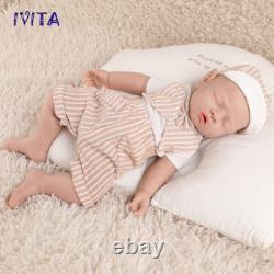 IVITA 17''Full Silicone Doll Sleeping Boy Lifelike Reborn Baby Doll Kids Gifts