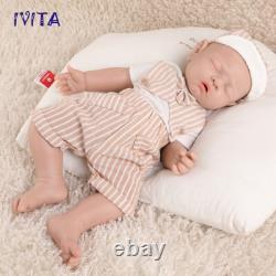 IVITA 17''Full Silicone Doll Sleeping Boy Lifelike Reborn Baby Doll Kids Gifts