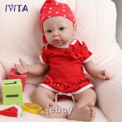 IVITA 17 Lifelike Full Silicone Girl Dolls Newborn Reborn Baby Toddler Toy